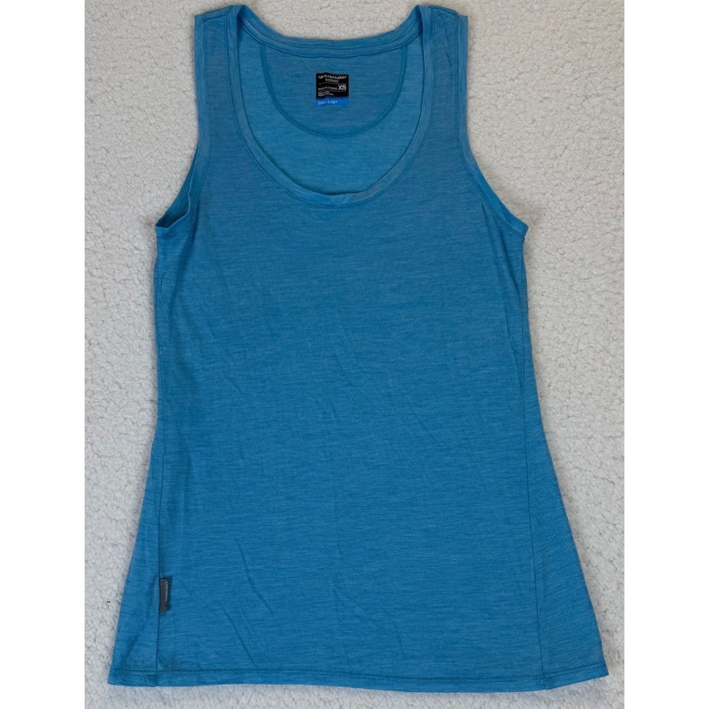 Icebreaker Cool-Lite Merino Wool‎ Tank Top Blue Heather Womens XS Scoop Neck
